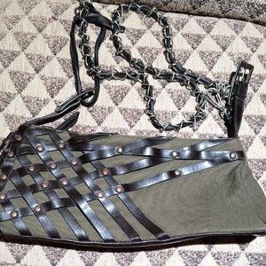 Stylish Petite Olive and Black Crossbody Bag